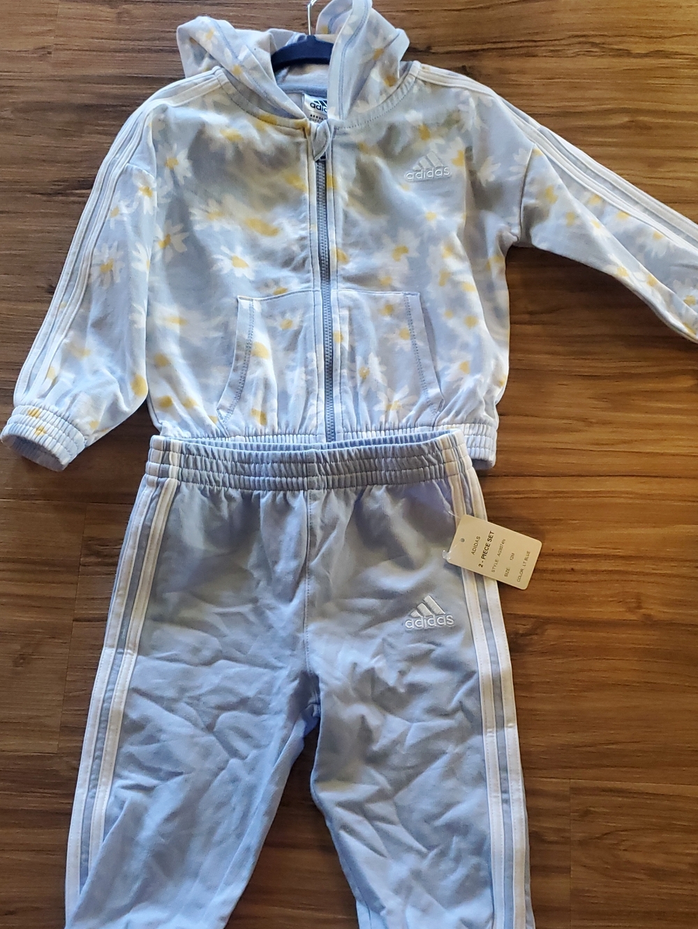 adidas Light Blue & Yellow Daisy Kids Hoodie + Joggers Set